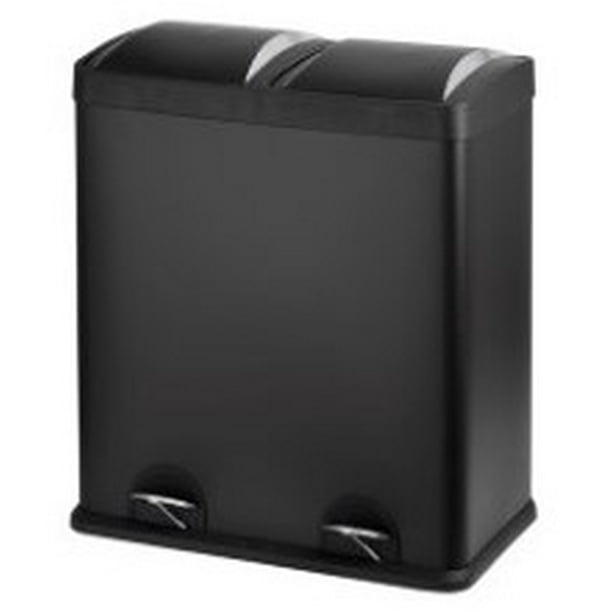 Dual Compartment Tall Trash Can and Recycling Bin with Lid 16-Gallon Capacity
